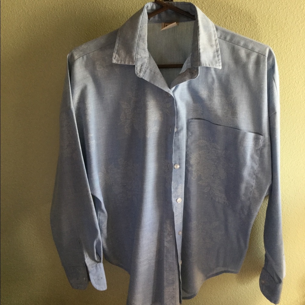 Lee button down chambray blouse flowers